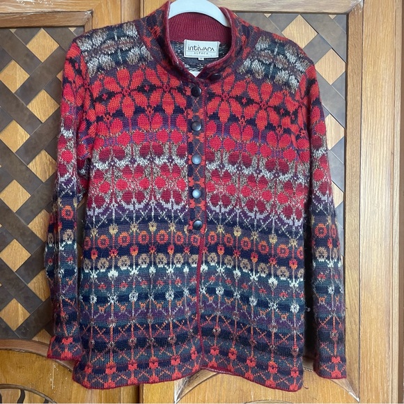 Intiwara Alpaca Floral Cardigan Sweater Size Small - Picture 5 of 10